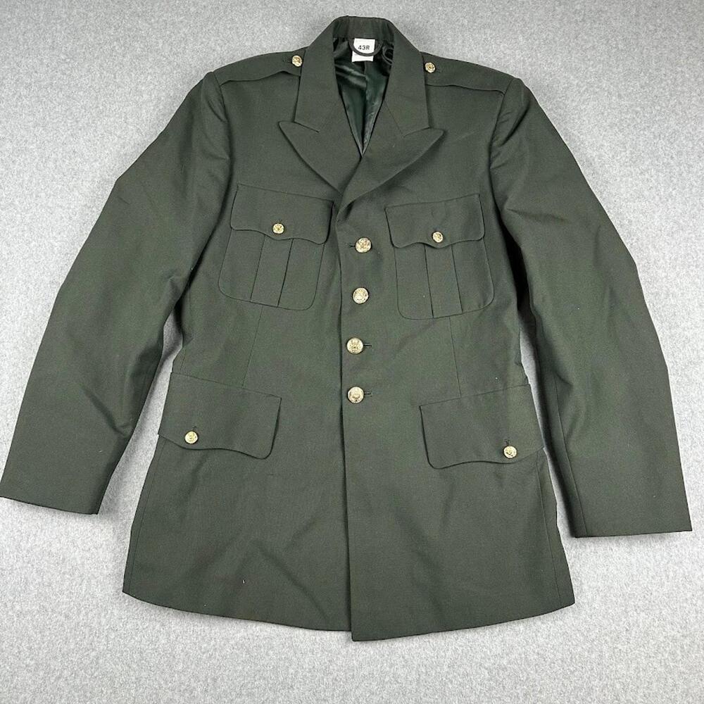 The Army Uniform Green Soldier Jacket Men’s Sz 43R Gold Buttons Blazer‎ USA